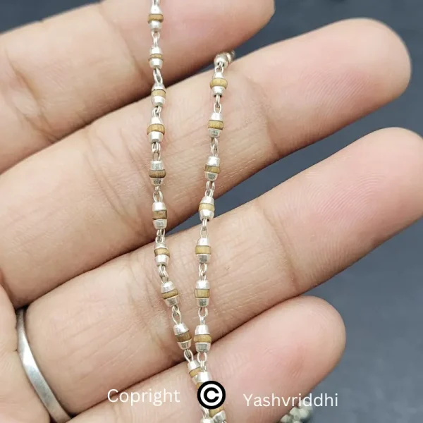 White Tulsi Mala With Silver Plated