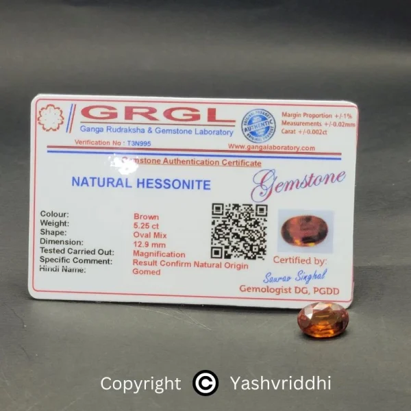 Natural Hessonite/Gomed in 5.25 ct