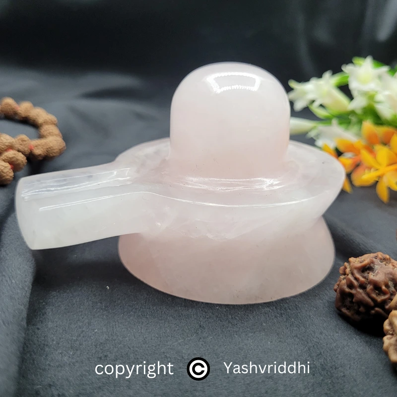 Rose Quartz Shivling, Weight - 300g, Height - 2.5 inches, Width - 3.5 inches Approx