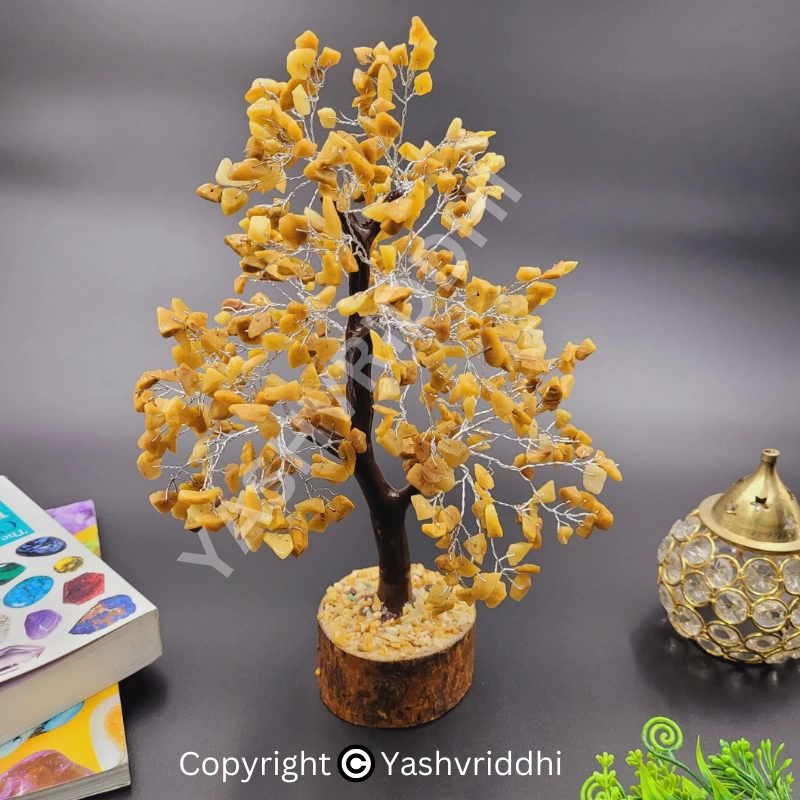Yellow Aventurine Crystals and Gemstones,Tree Showpiece for Good Luck Home Decor Item Bonsai Money Tree Plant Gift Item Figurine with 500 beads,