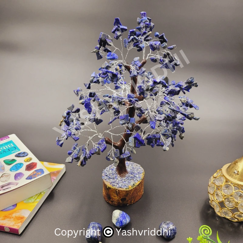 Lapis Lazuli Crystals and Gemstones,Tree Showpiece for Good Luck Home Decor Item Bonsai Money Tree Plant Gift Item Figurine with 500 beads,