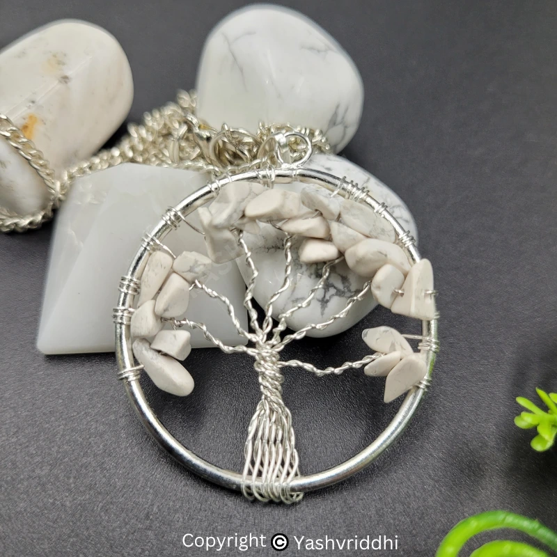 Natural Howlite Pendant Tree of Life Crystal Stone Pendant