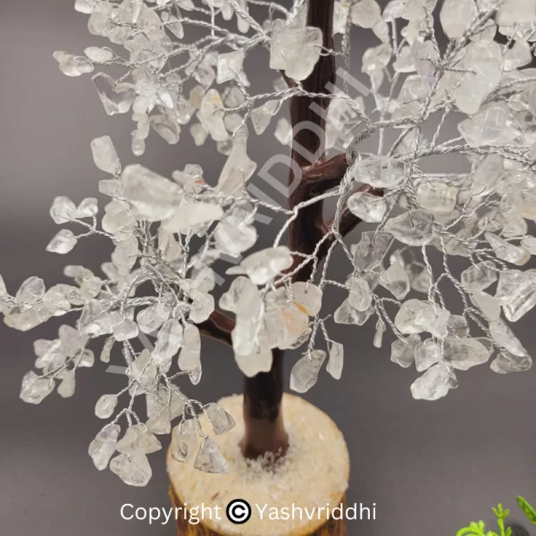 Clear quartz Crystals and Gemstones,Tree Showpiece for Good Luck Home Decor Item Bonsai Money Tree Plant Gift Item Figurine with 500 beads,
