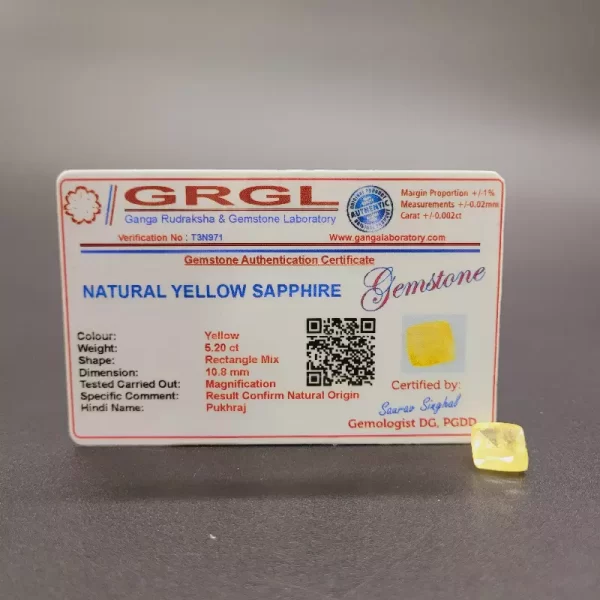 Yellow Saphire 5.20ct Ceyloni