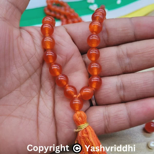 Orange Agate/Narangi Hakik Mala for Jaap and Wear