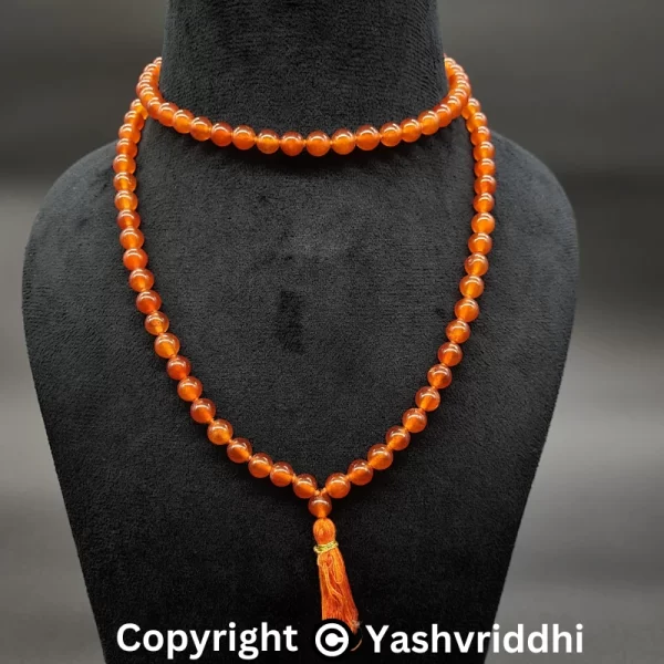 Orange Agate/Narangi Hakik Mala for Jaap and Wear