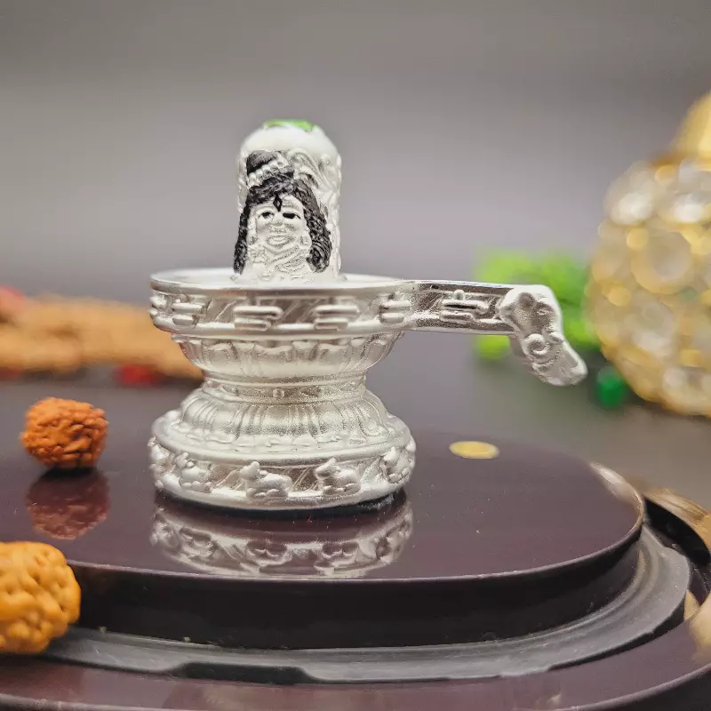 Shivling in Silver with Nandi | Perfect for Worship & Home/Office Decoration