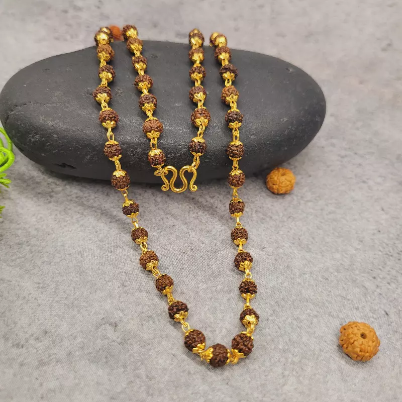 Rudraksha Mala with Gold Plated Cap's| Small Beads Size