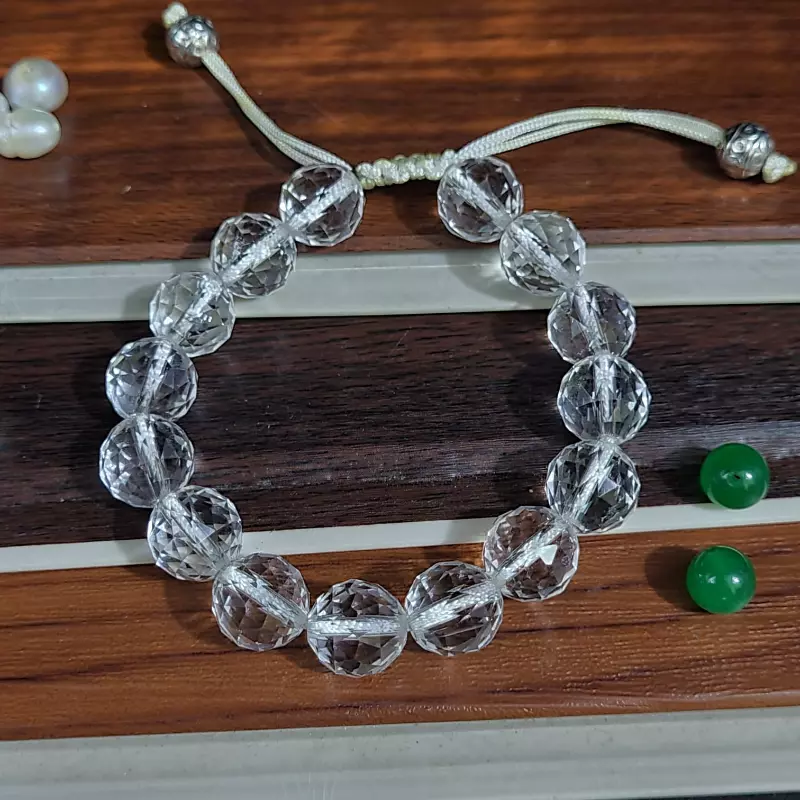 Clear Crystal Quartz sphatik Stone Power Bracelet with guru Bead, Bracelet  | | eBay