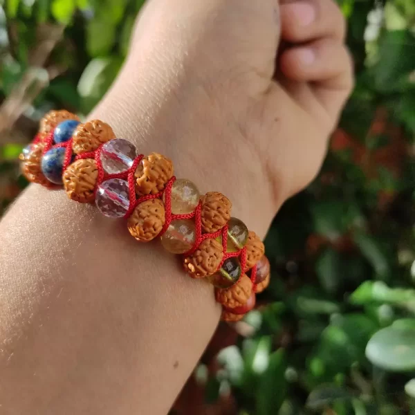 Rudraksha with Seven Chakra Stone Bracelet