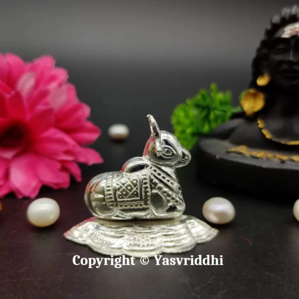 Silver Nandi: Sacred Guardian of Devotion