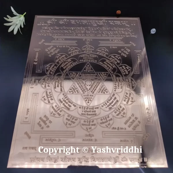 Copper Plate Shree Baglamukhi Yantra Export Quality 10.25x7.75 inch - Image 2