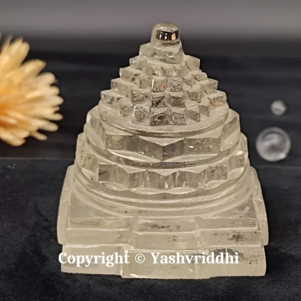 Natural Spahtik Maha Meru Shree Yantra medium Size-65gm