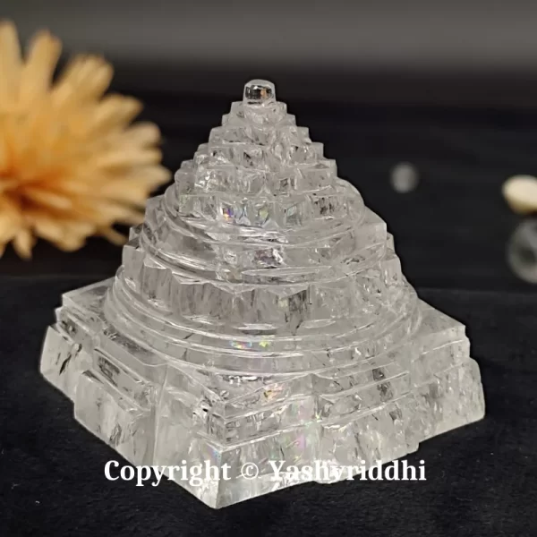 Original Sphatik Maha Meru Shree Yantra Small Size-146gm Rainbow inside - Image 2