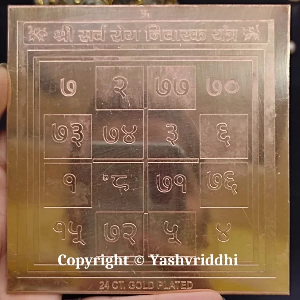 Copper Plate Shree Sarva Rog Nivaran yantra 4 inch - Image 3