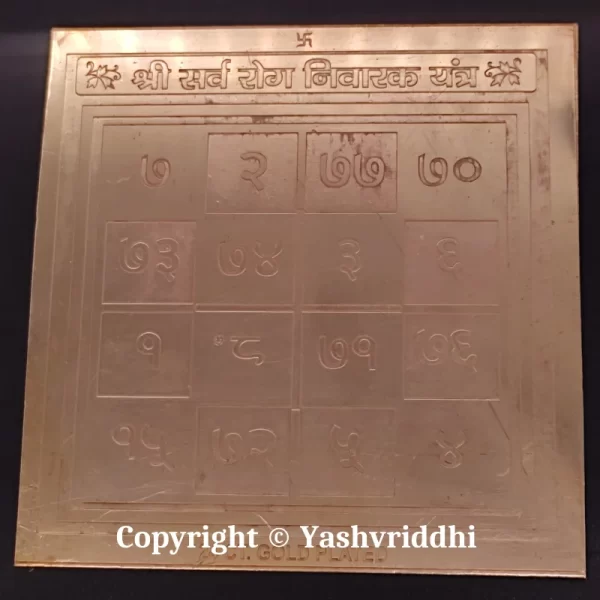 Copper Plate Shree Sarva Rog Nivaran yantra 4 inch