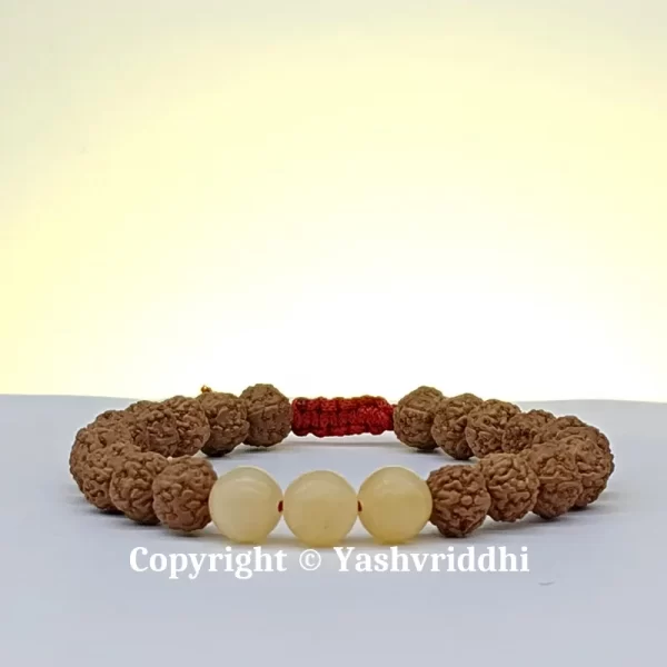 Solar Radiance: Rudraksha & Yellow Calcite Harmony Bracelet