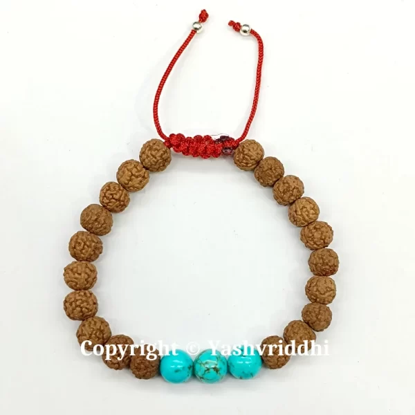 Sacred Serenity: Rudraksha with Turquoise Harmony Bracelet