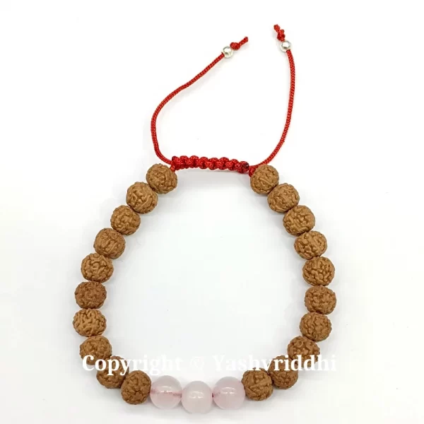 Sacred Love: Rudraksha & Rose Quartz Harmony Bracelet - Image 2