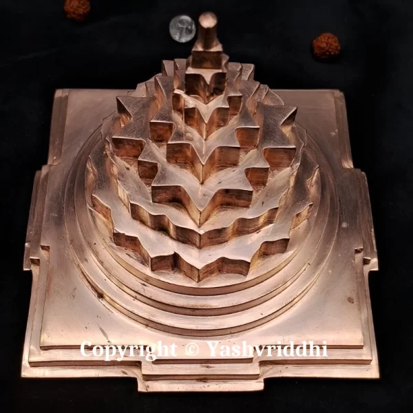 Copper Akhand Maha Meru Shree yantra Solid Base 4 inch