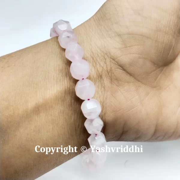 Harmony in Bloom: The Rose Quartz Starcut Bracelet - Image 4