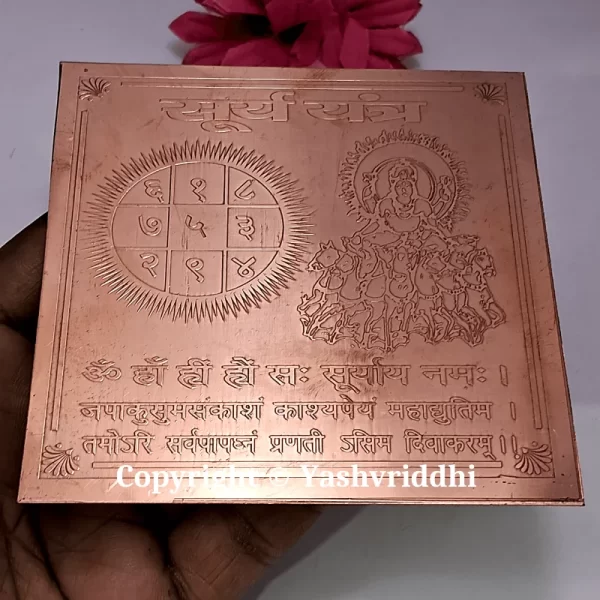 Copper Plate Shree Surya Yantra Premium Quality 4 inch - Image 3