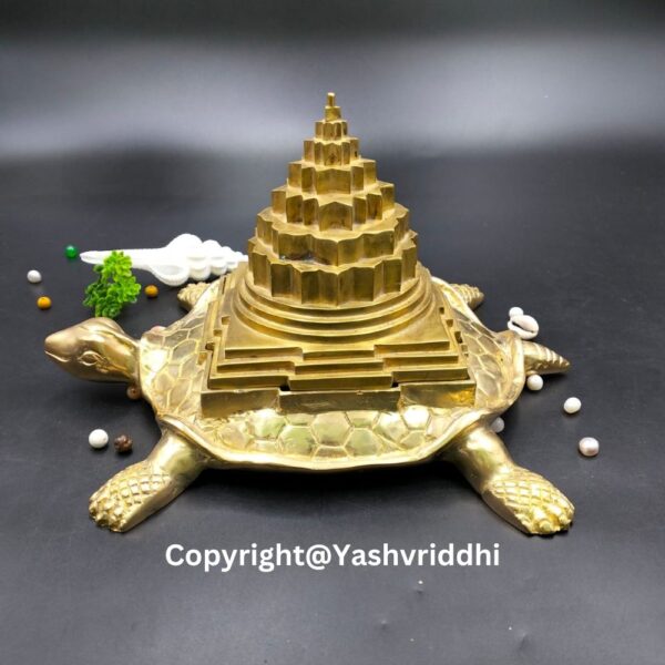 Panchdhatu 5 Inch Meru Shree Yantra (Hollow) With Panchdhatu Kachua - Image 2