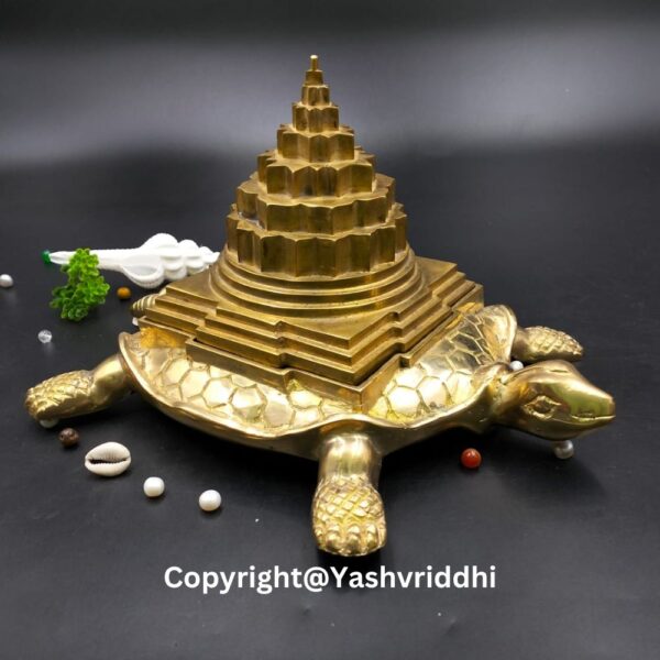 Panchdhatu 5 Inch Meru Shree Yantra (Hollow) With Panchdhatu Kachua - Image 5