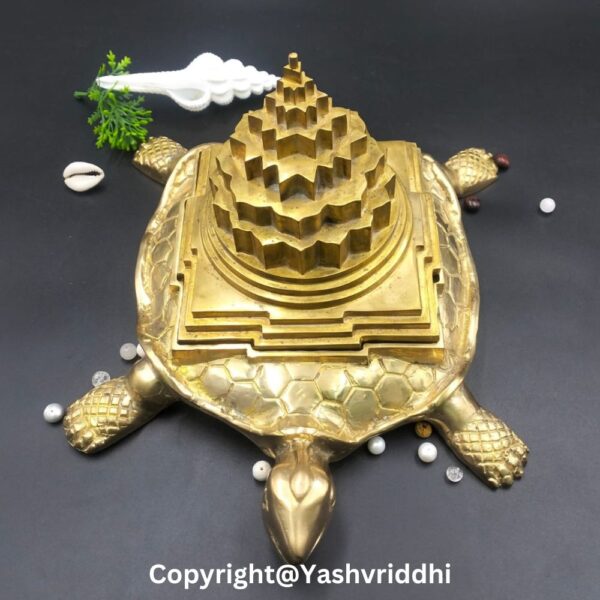 Panchdhatu 5 Inch Meru Shree Yantra (Hollow) With Panchdhatu Kachua - Image 4