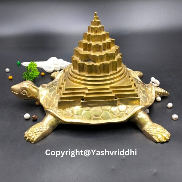 Panchdhatu 5 Inch Meru Shree Yantra (Hollow) With Panchdhatu Kachua - Image 3