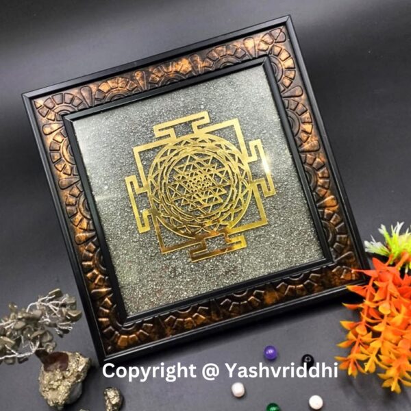 "Golden Geometry: Pyrite Shri Yantra Plate" - Image 3