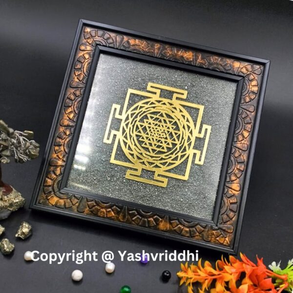 "Golden Geometry: Pyrite Shri Yantra Plate" - Image 4