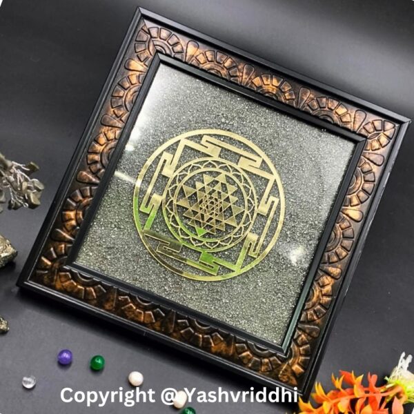 "Golden Geometry: Pyrite Shri Yantra Plate" - Image 4