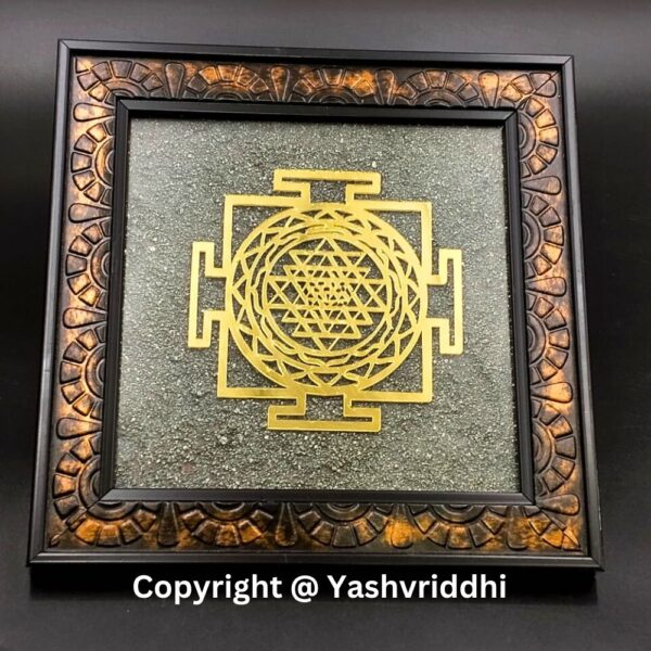 "Golden Geometry: Pyrite Shri Yantra Plate" - Image 5