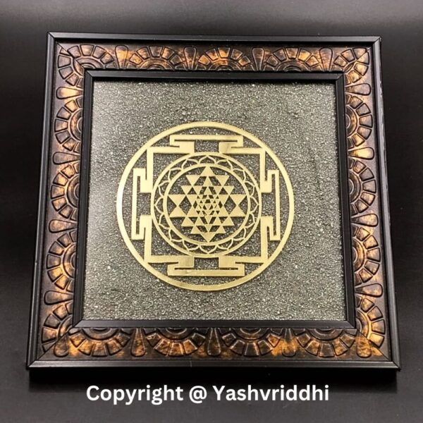 "Golden Geometry: Pyrite Shri Yantra Plate" - Image 5