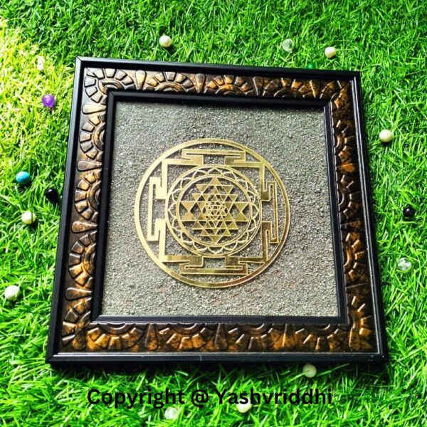 "Golden Geometry: Pyrite Shri Yantra Plate" - Image 6