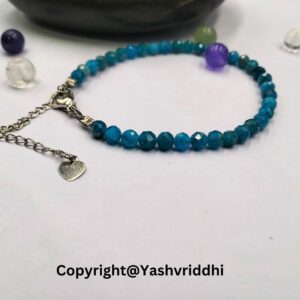 "Vibrant Blue Apatite Crystal Bracelet for Balance" - Image 3