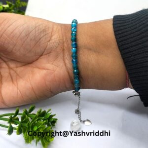 "Vibrant Blue Apatite Crystal Bracelet for Balance" - Image 6