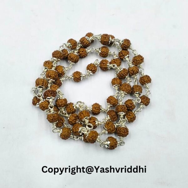 "Blessed Rudraksha Silver Mala for Inner Calm and Harmony"