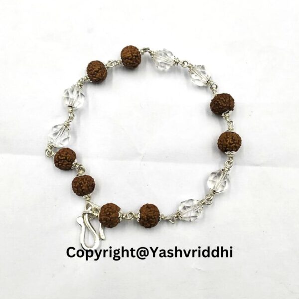 Rudraksha With Sphatik Bracelet in Silver