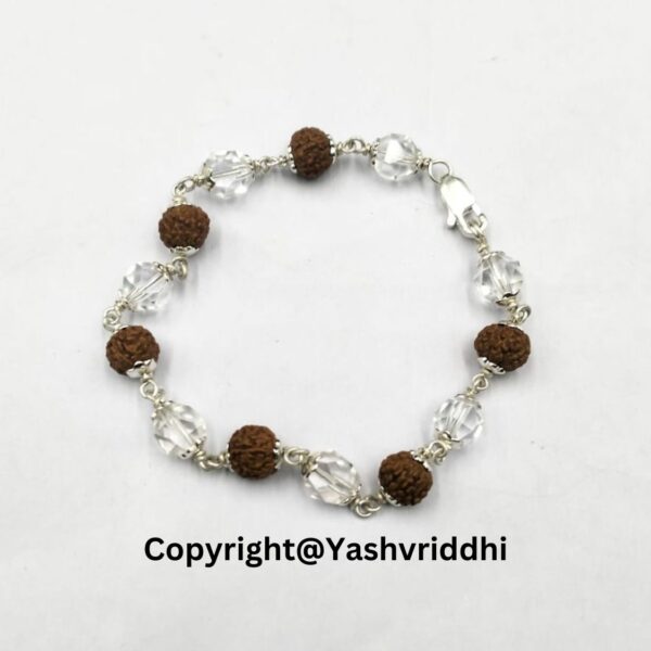 Sphatik with Rudraksha Bracelet in Silver – Spiritual Healing & Positive Energy