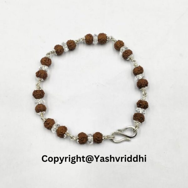 Rudraksha with Sphatik Bracelet in Silver for Positive Energy